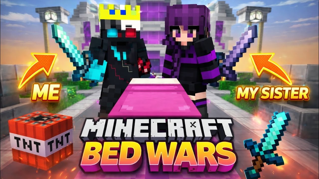 I am playing minecraft Hive bedwers😈👿 with my sister 😁 😆 #minecraft #gaming 