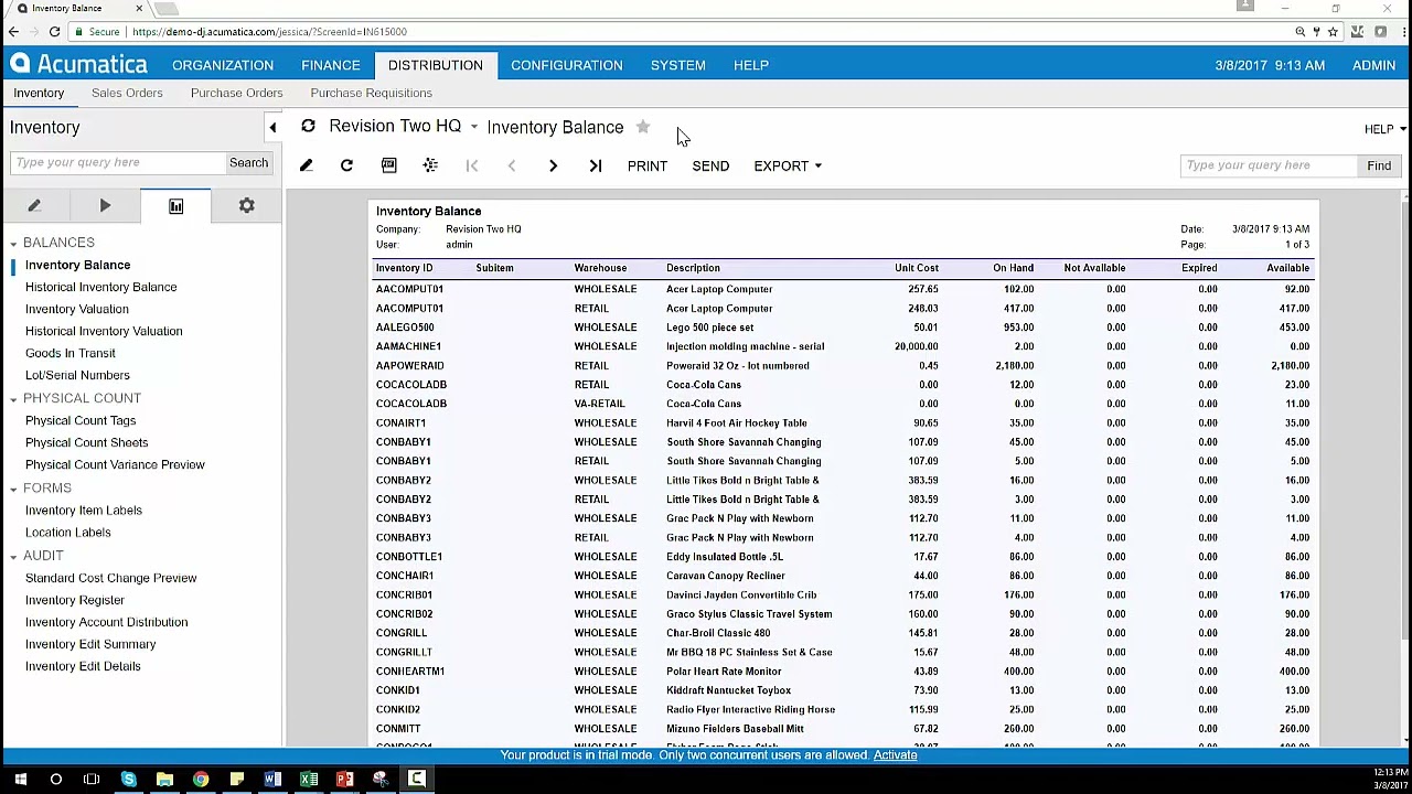 Acumatica Inventory Management