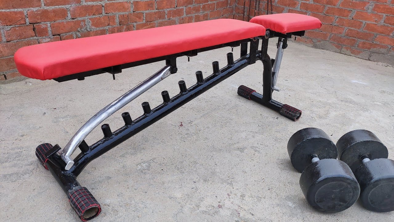 Awesome homemade adjustable height bench  just from iron pipesعمل دكه بنش في المنزل من مواسير الحديد