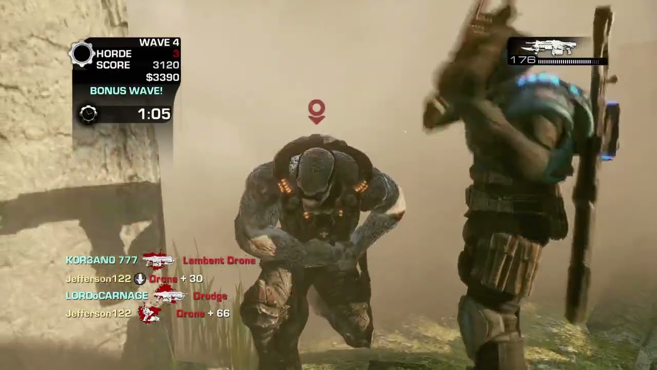 Gears of War 3 Horde Mode - Playing with a Friend and Randoms on Sandbar#3