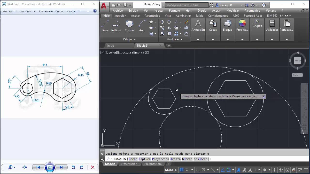 dibujo 04 pieza mecanica en autocad 2017