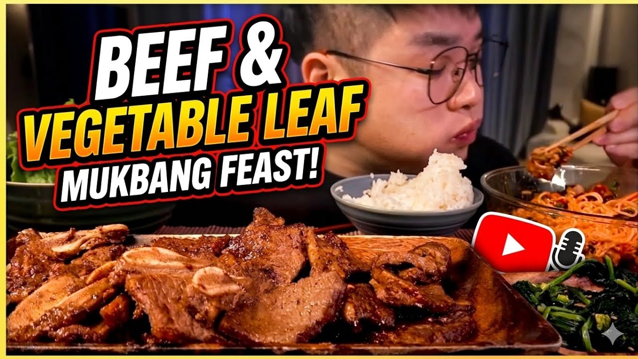 “OMG So Juicy! 🔥 Beef & Vegetable Leaf Mukbang | Super Tasty Food Feast!”