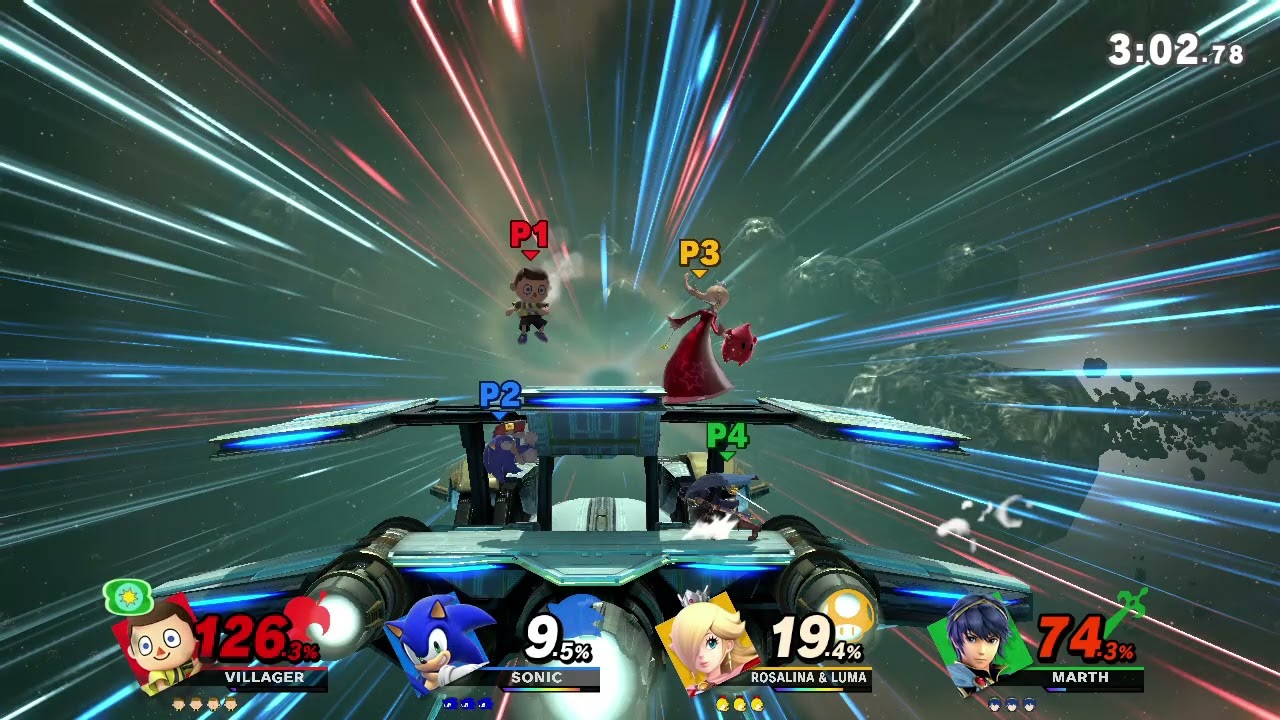 Villager vs Sonic vs Rosalina vs Marth 