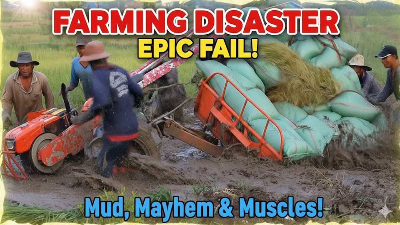 😱 UNBELIEVABLE! Heavy Loaded Tractor Overturns in Deep Mud! 🚜💦