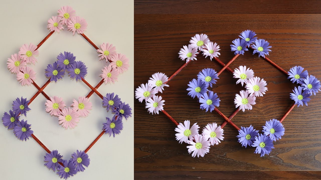 Paper Flower Wall Decoration - DIY Wall Decor ideas - Paper Craft - Paper Flower