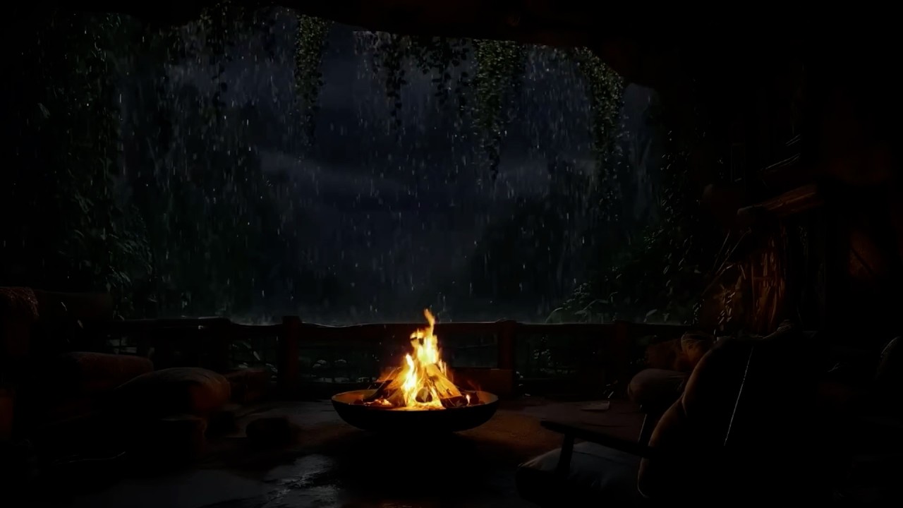 Rain Sounds & Crackling Fireplace🌧️ Cozy Forest Cabin Ambience to Fall Asleep Fast in Just 5 Minutes