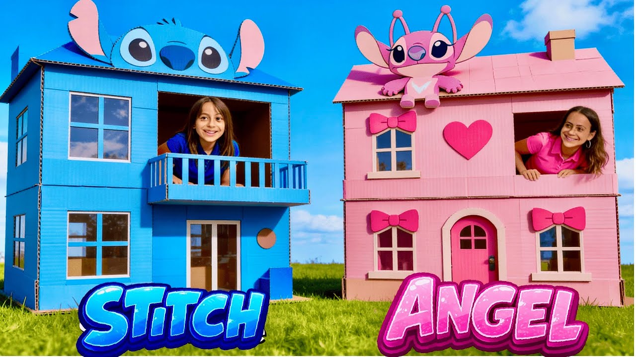 Casa de Papelão do STITCH vs ANGEL💙💖 | Quem Vence o Desafio?