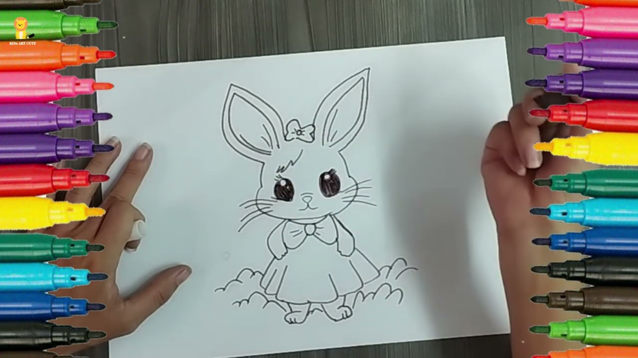 Vẽ t&ocirc; m&agrave;u ch&uacute; thỏ con  #tomau #kidsartcute #tomauchobe