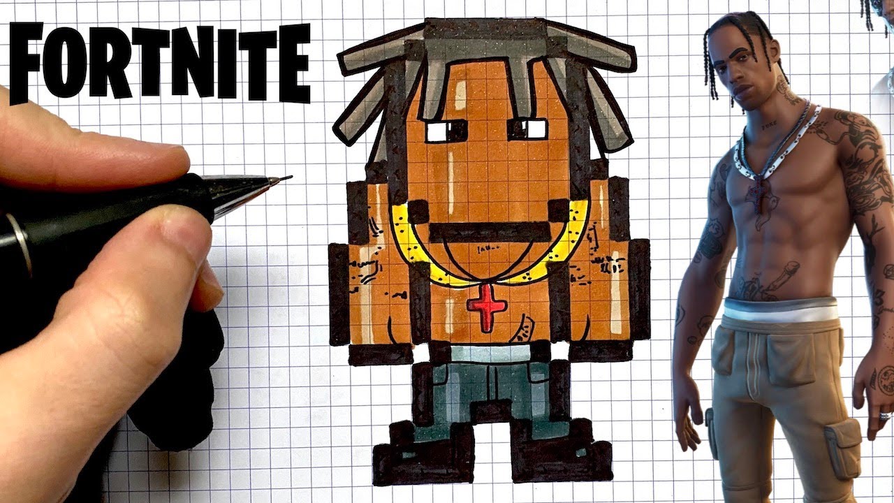 COMO DIBUJAR TRAVIS SCOTT PIXEL ART FORTNITE