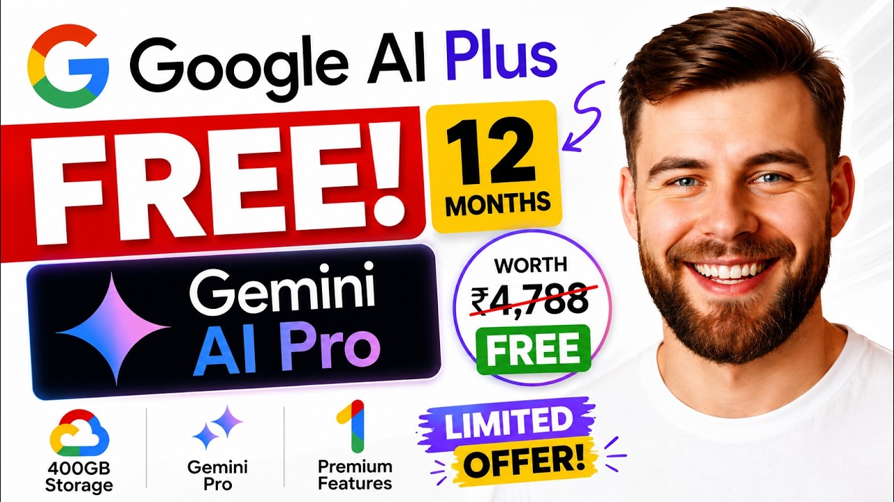 Google AI Plus БЕСПЛАТНО на 12 месяцев! Как получить Gemini AI Pro бесплатно (экономия 4 788 ₹)