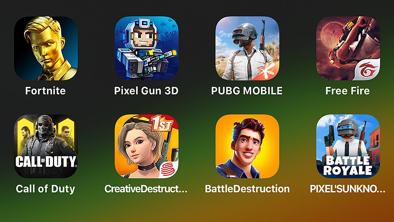 Pixel's Unkown,Battle Destruction,Creative Destruction,Call of Duty Mobile,Free Fire,PUBG,Fortnite