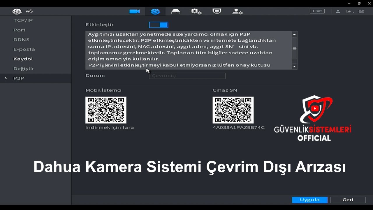Dahua kamera sistemi çevrimdışı arızası nasıl giderilir