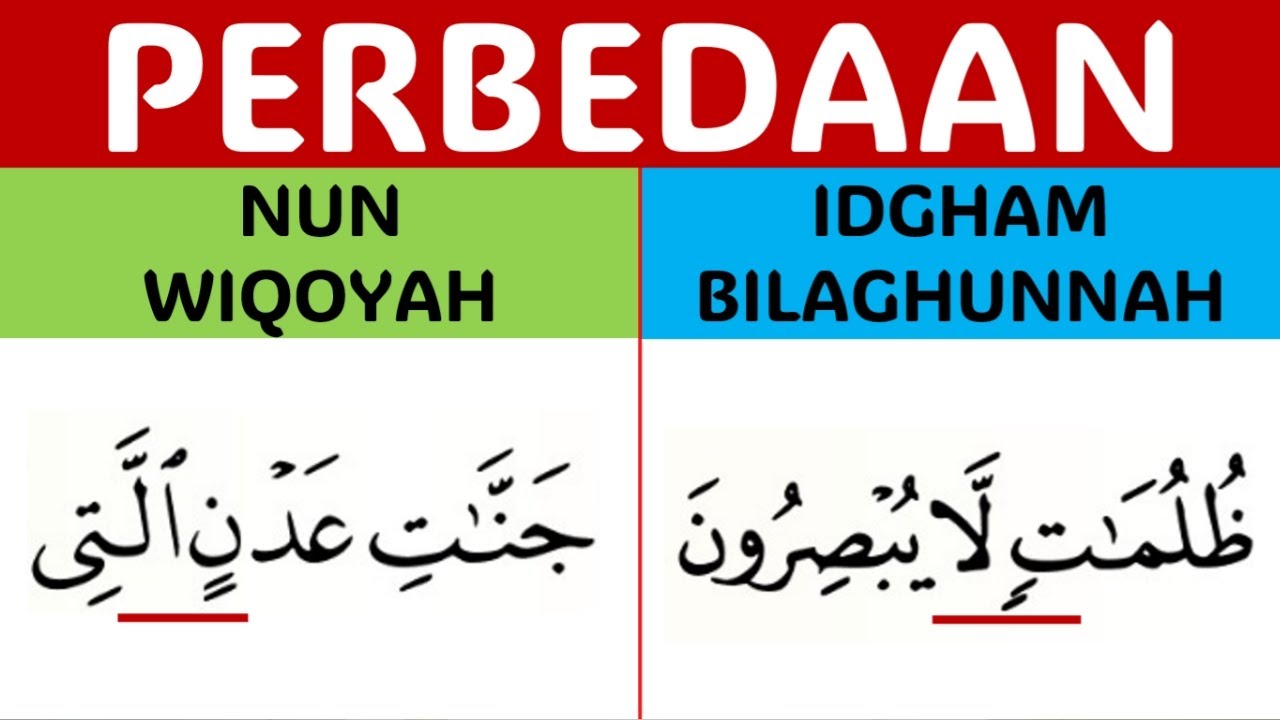 PERBEDAAN NUN WIQOYAH DAN IDGHAM BILAGHUNNAH