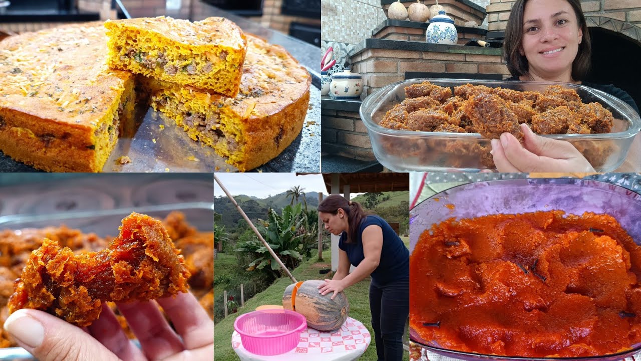 DELÍCIAS DA ROÇA/DOCE DE ABÓBORA DE CORTE E DE COLHER/TORTA INTEGRAL DE ABÓBORA+ALHOS NASCENDO 👏🏼👏🏼