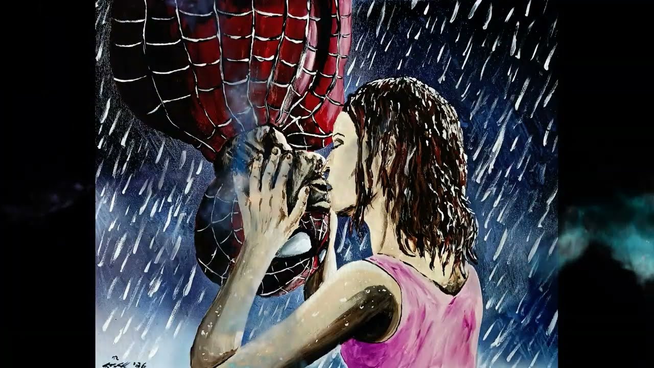 Spider-Man and MJ the Upside Down Kiss Painting Just in Time for Valentine's Day