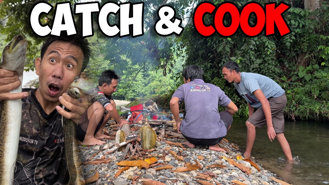 Catch & Cook! Berburu Ikan Menyelam Sungai Menembak Sidat Hasilnya Langsung Di Masak Pinggir Sungai