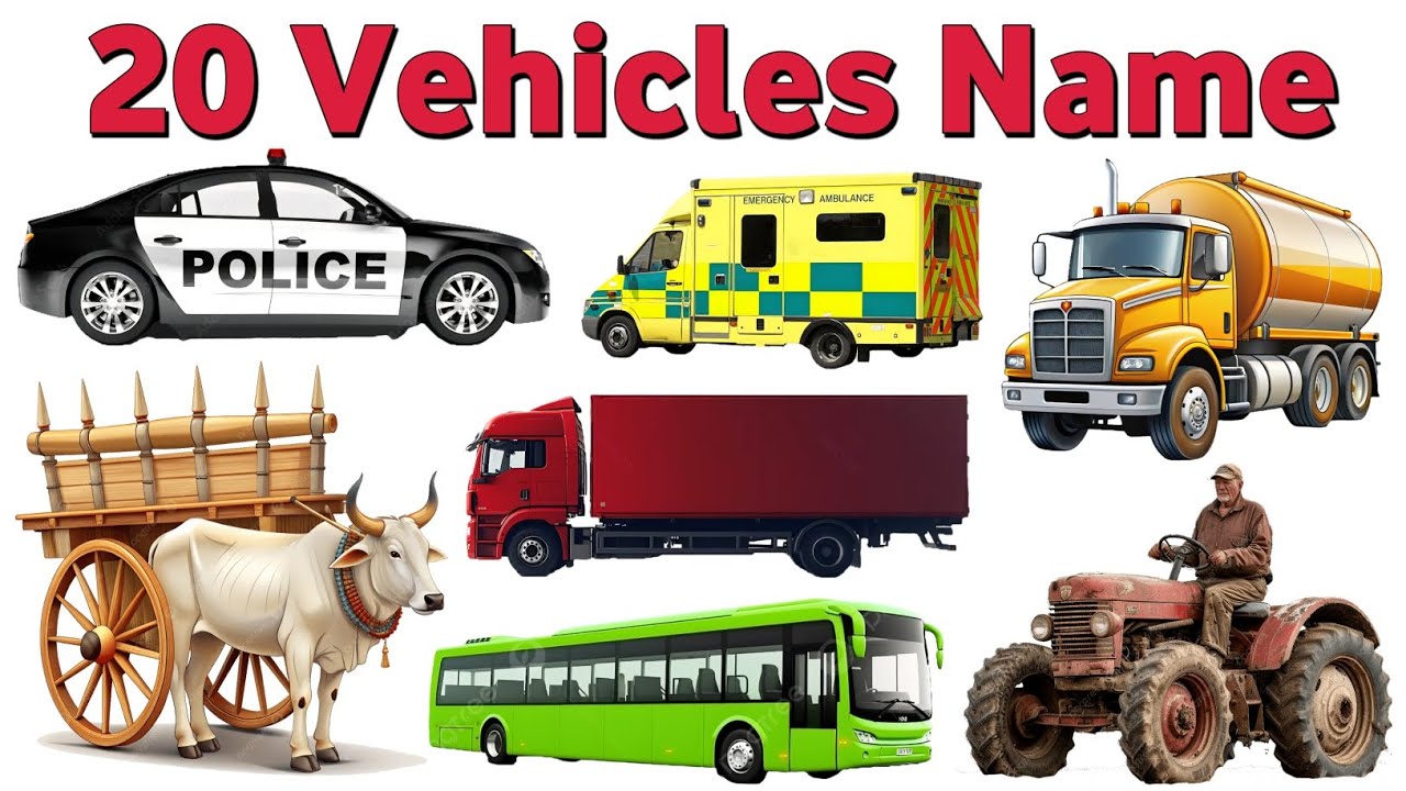 🚗 20 Vehicle Names for Kids | वाहनों के नाम | Learn Vehicles in English & Hindi 👶✨