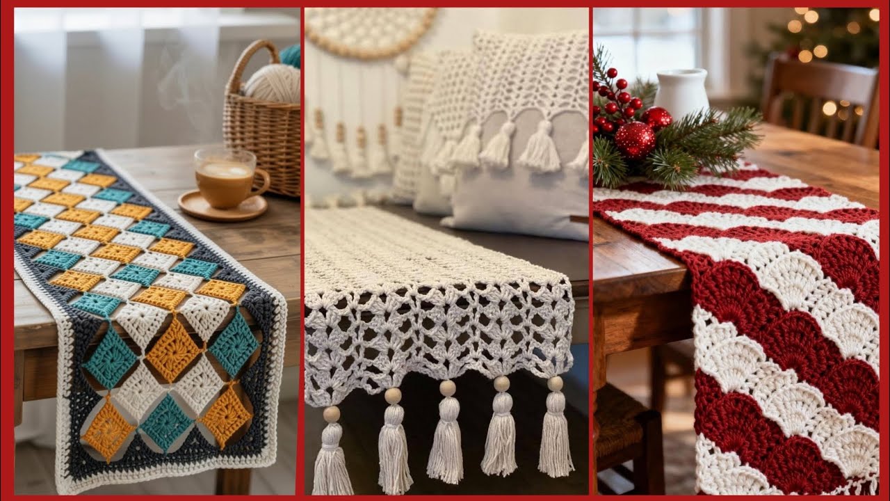 Latest crochet circular and rectangular table runners/mats new trending design ideas 2026 