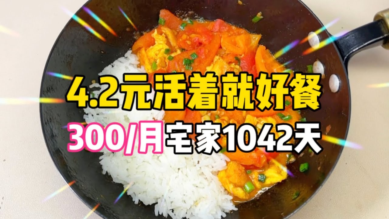 4.2元活着就好餐！95女不上班1042天！零基础入门番茄炒蛋