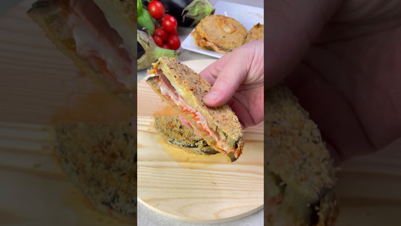 Cotolette di melanzane😋 cotte al forno croccanti filanti e saporite #ricette #food