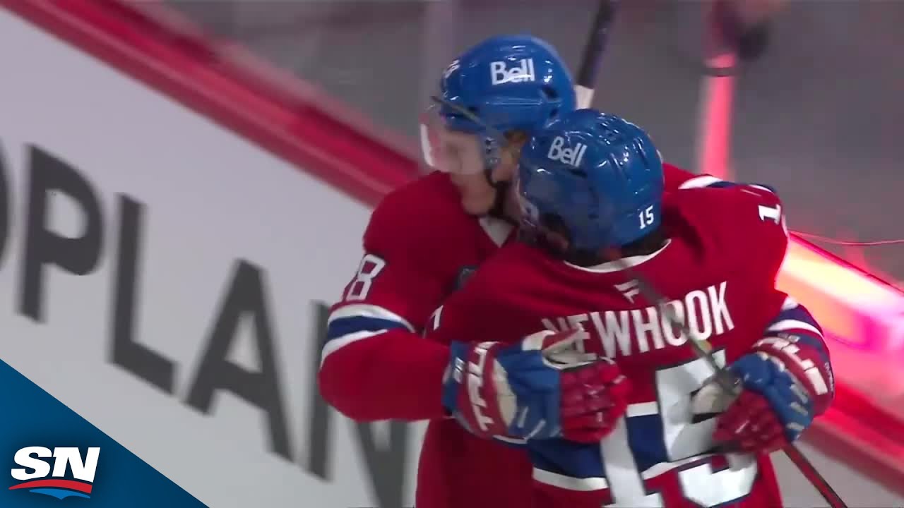 Canadiens' Alex Newhook Puts Home Unlikely Rebound Goal