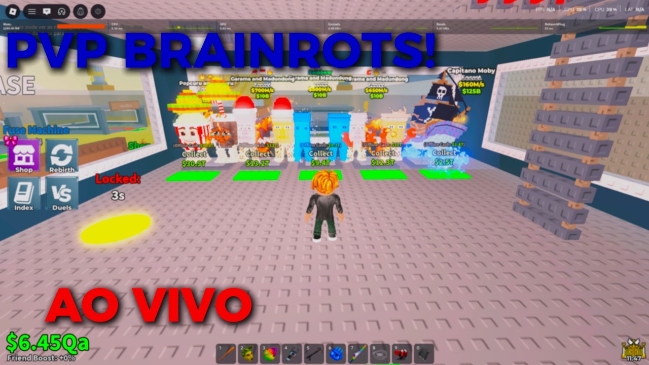 PVP BRAINROTS🔴 COM INSCRITOS NO ROUBE UM BRAINROT!🔴AO VIVO!!