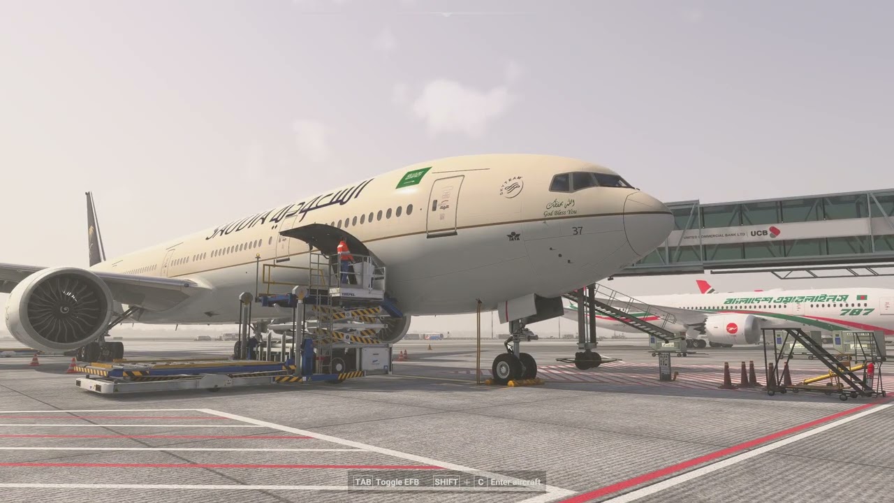 Flight Simulator 2024 (White Noise/ASMR) - Saudia Airlines 777-300ER - Bangladesh to Mecca