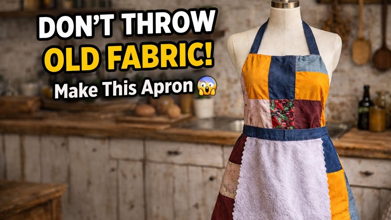Don’t Throw Old Fabric! Make This Amazing Kitchen Apron ❤