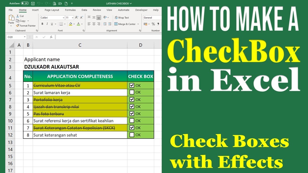 How to Make a Check Box in Excel