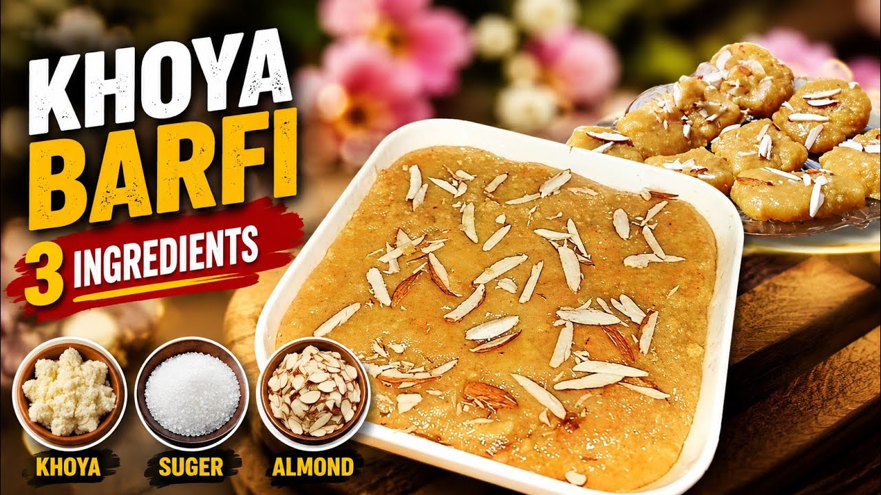 Khoya Barfi Recipe ||Only 3 Ingredient Halwai Style Khoya Barfi || 12 RABI ULL AWAL SPECIAL 2K25