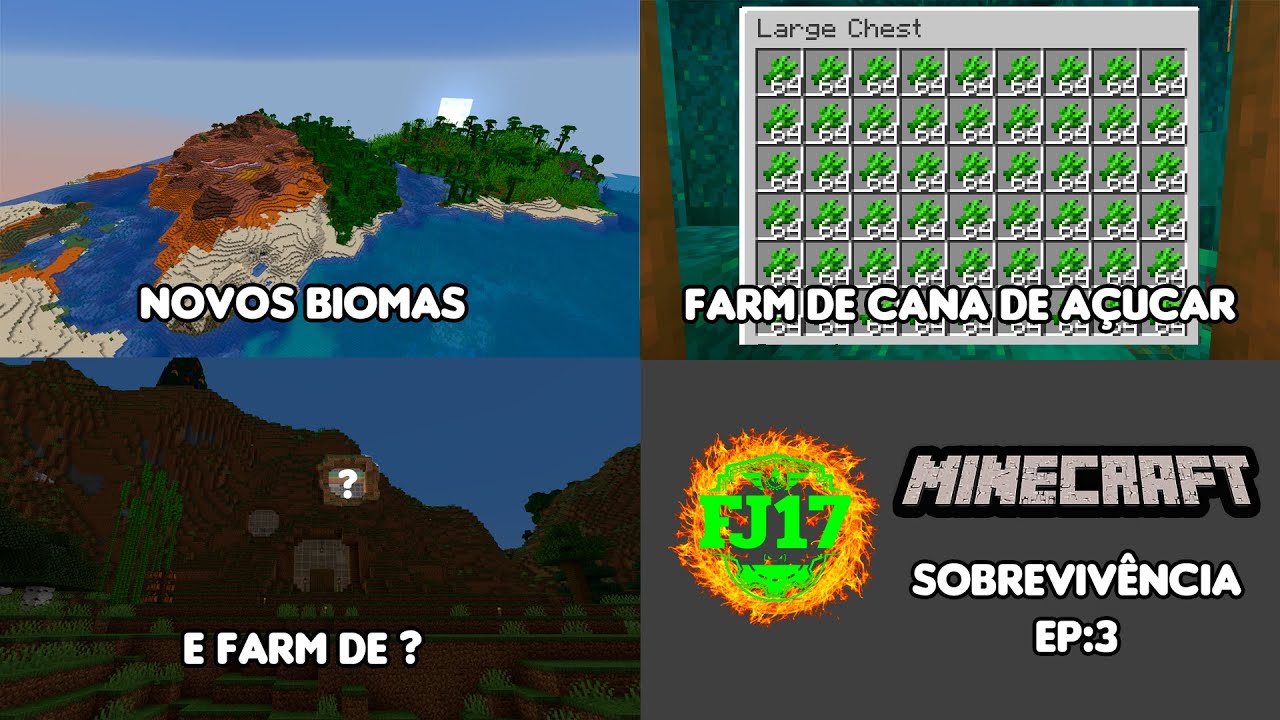 Minecraft sobrevivência Ep:3Farm de cana de açúcar e farm secreta