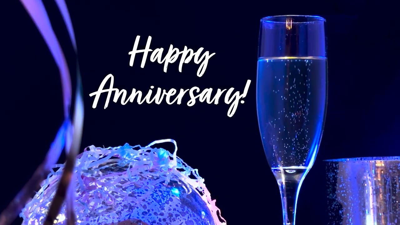 Happy Anniversary Color Change Champagne Glass (4K 2 Hour)