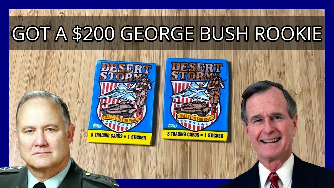🇺🇸 1991 Topps Desert Storm Military Pack  – Pulled a $200 GEORGE BUSH Rookie Card! And Schwarzkopf