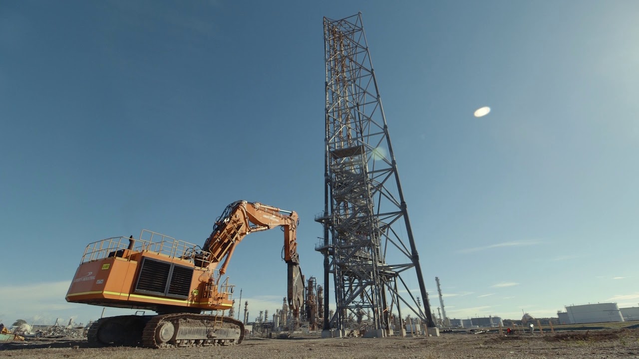 Induced Collapse Demolition of Refinery Flare Stack