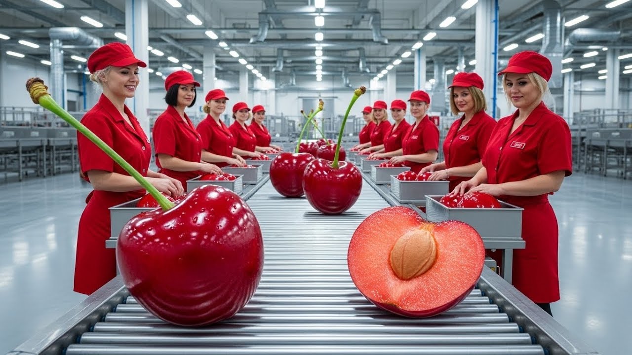 Inside a Modern Cherry Processing Factory | From Fresh Cherries to Bottled Cherry Products