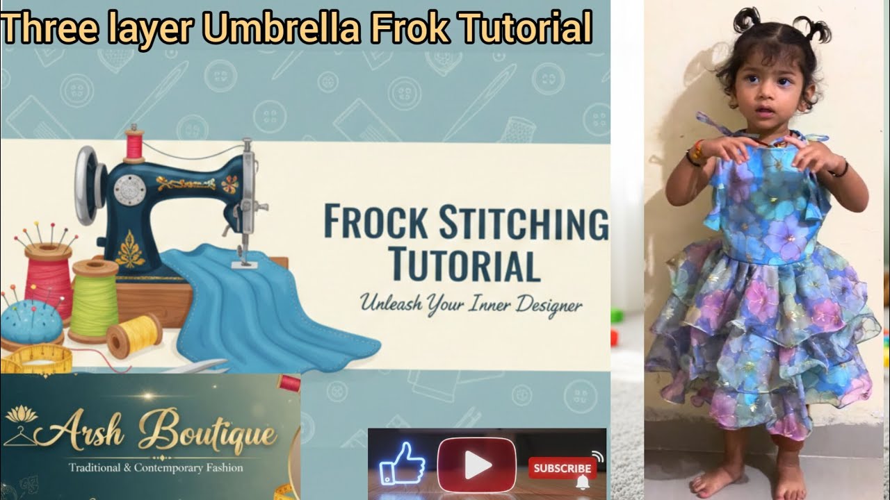Umbrella frok Stitching full video | for beginners| baby enjoying her dress.