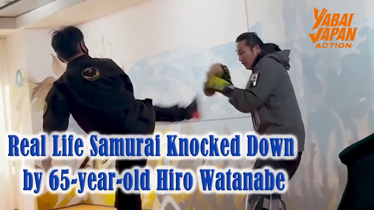 Real Life Samurai Knocked Down by 65-year-old Hiro Watanabe