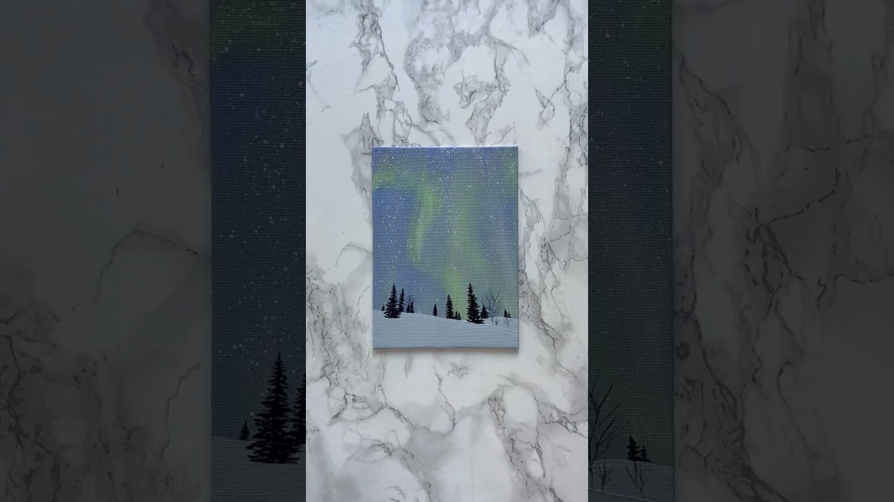&ldquo;Whispering Frost&rdquo; Easy painting idea for beginners #paintingtutorial #art #aurora #canvas