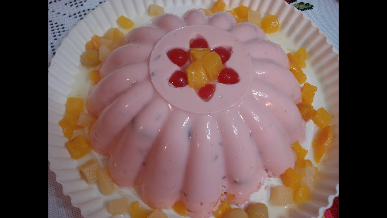 Deliciosa Gelatina de Yoghurt Con Fruta en almibar