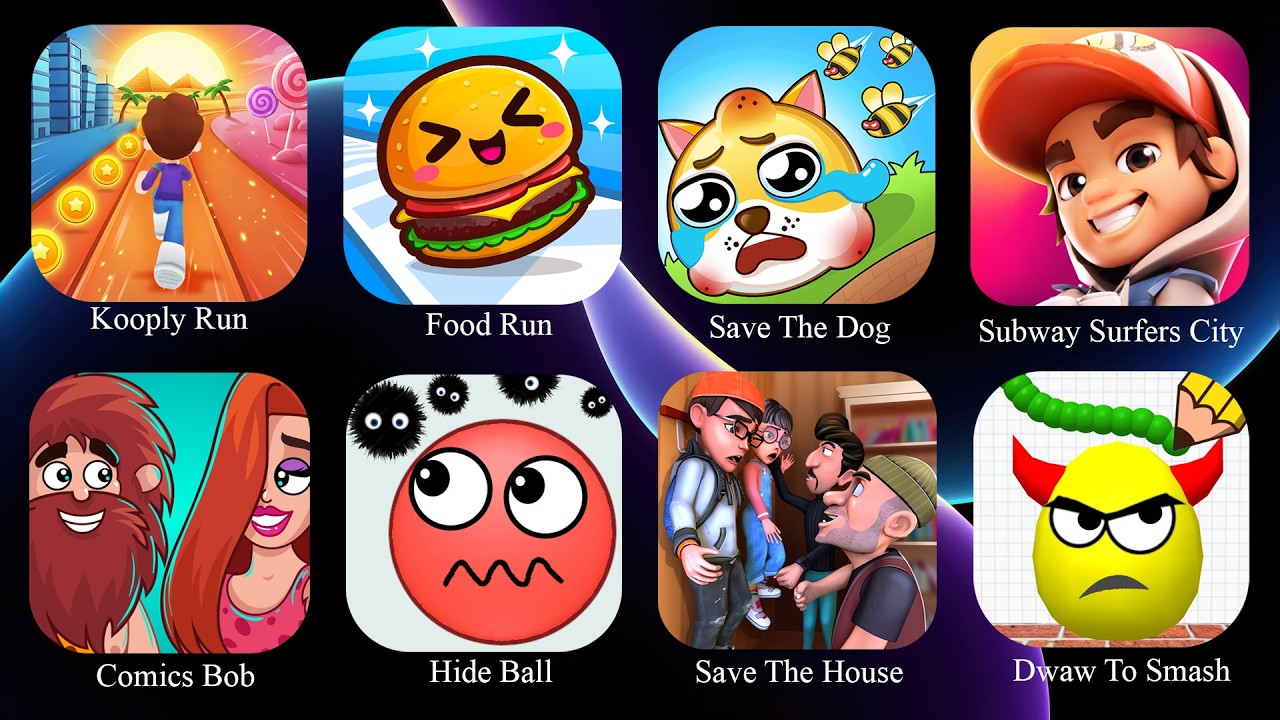 Save The House, Kooply Run, Draw To Smash, Food Run, Comics Bob