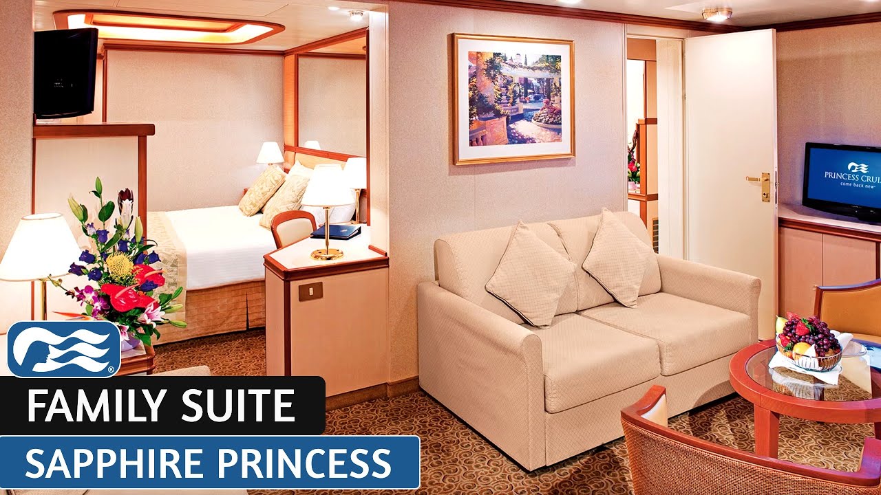 Sapphire Princess | Family Suite Full Walkthrough Tour | 4k