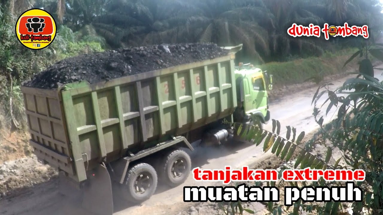 tanjakan extreme muatan penuh dump truck hino 500 fm260jd