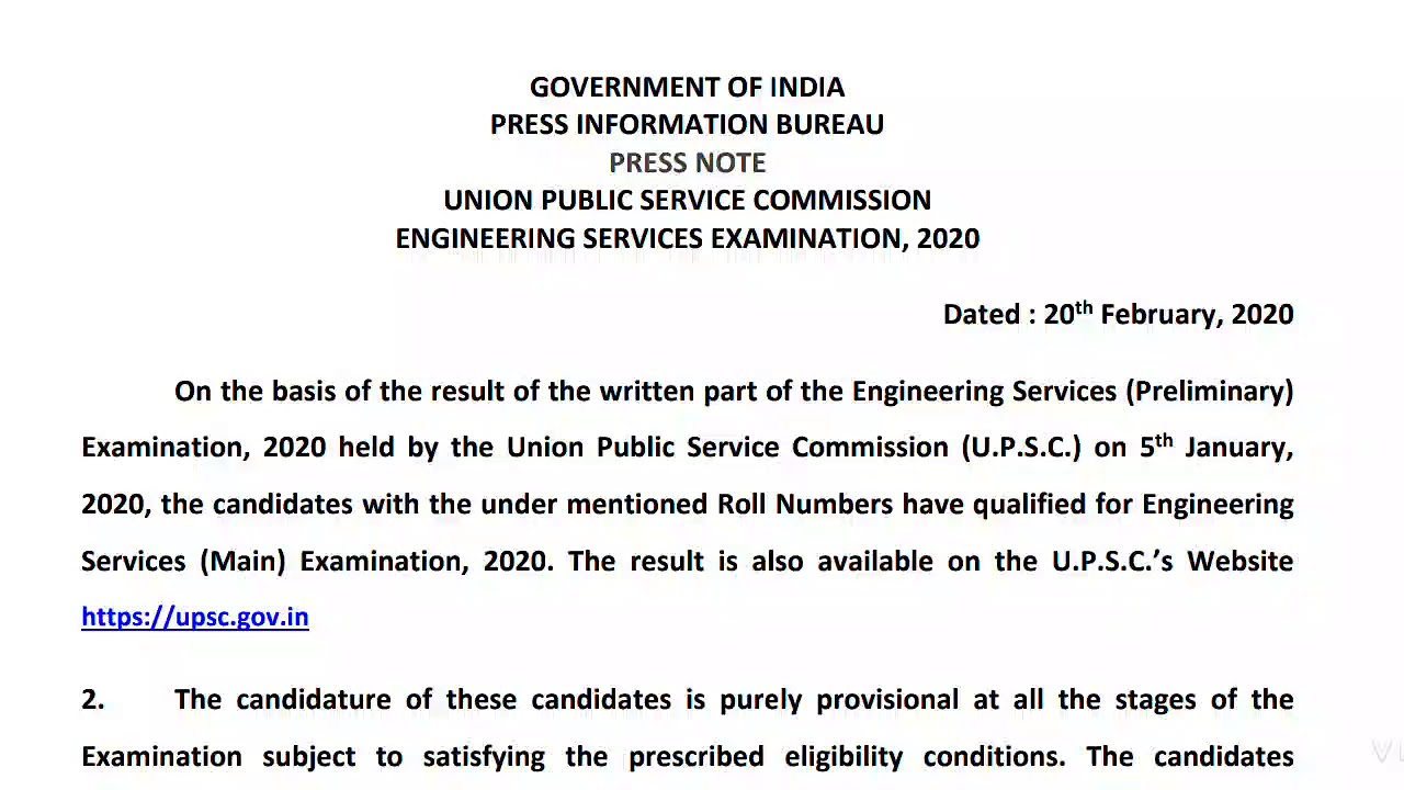 UPSC ENGINEERING SERVICE 2020 PRELIMS RESULT DECLARED CHECK YOUR ROLL NO II CONGRATULATIONS💪