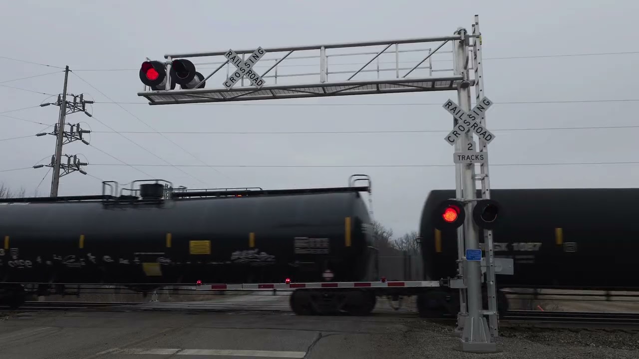 CP 9800 Leads Oil Train East | CR 60 Railroad Crossing #2, St. Joe, IN