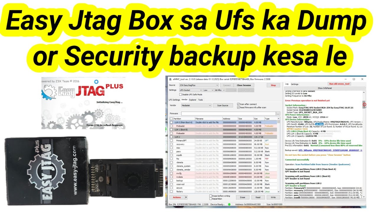 Easy Jtag box sa Ufs ka Dump or Security Data Read kesa kare | How to Read ufs Dump & Security data 