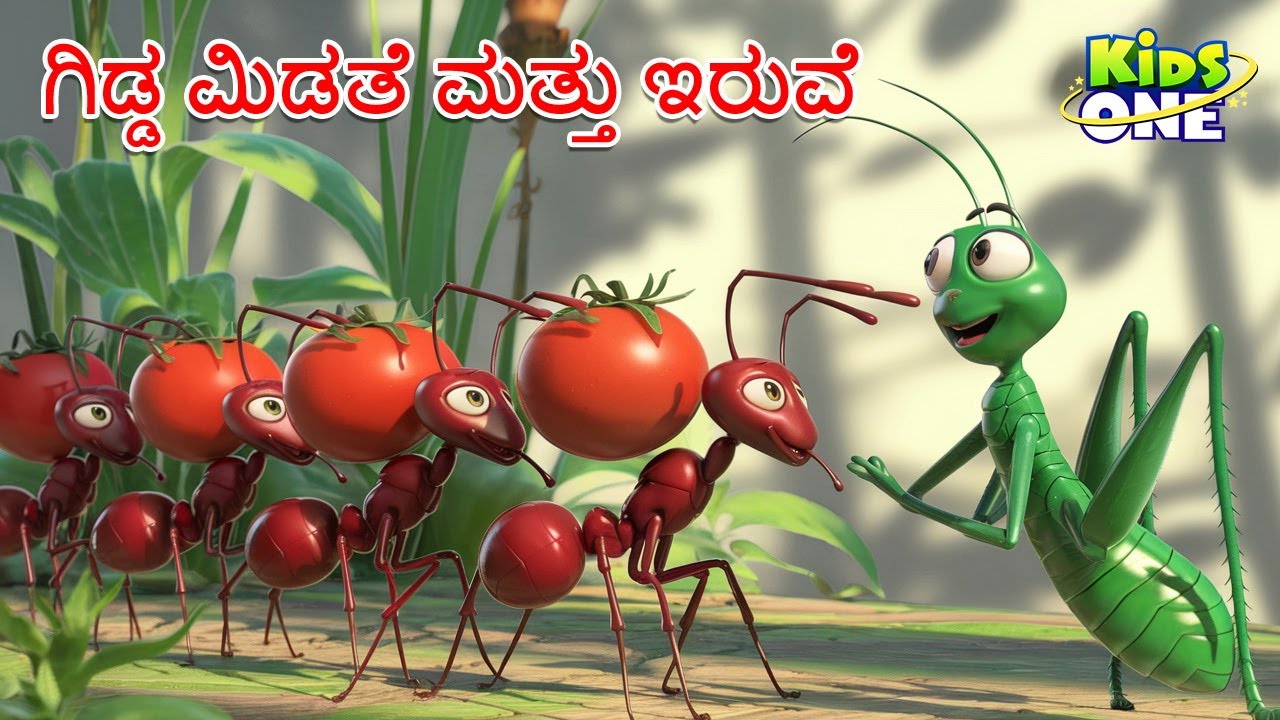 ಗಿಡ್ಡ ಮಿಡತೆ ಮತ್ತು ಇರುವೆ ಕಥೆ | Ant the Grasshopper | Kannada Kathegalu | Cartoon Kannada