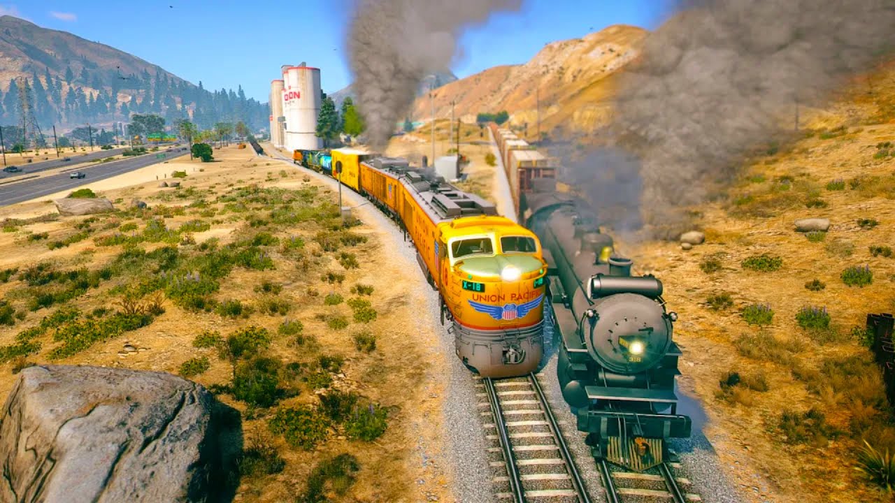 UNION PACIFIC X18 delivering cargo from Train Depot to the Docks! - Grand Theft Auto V
