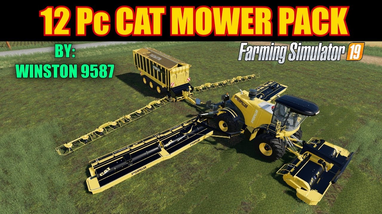 12 Pc Cat Mower Pack Mod Review Farming Simulator 19