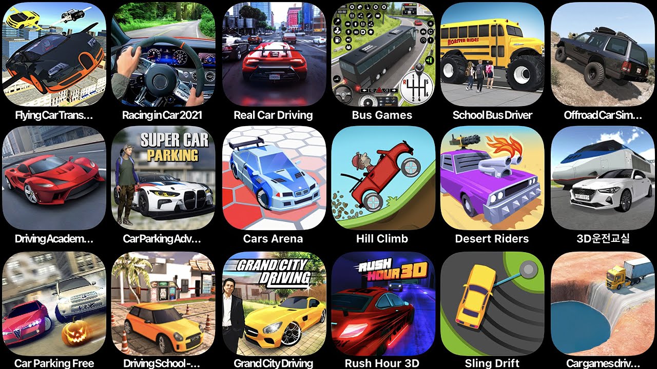 Flying Car Transport,Racing in Car,Cars Arena,Bus Game,School Bus Driver,Rush Hour 3D,Sling Drift