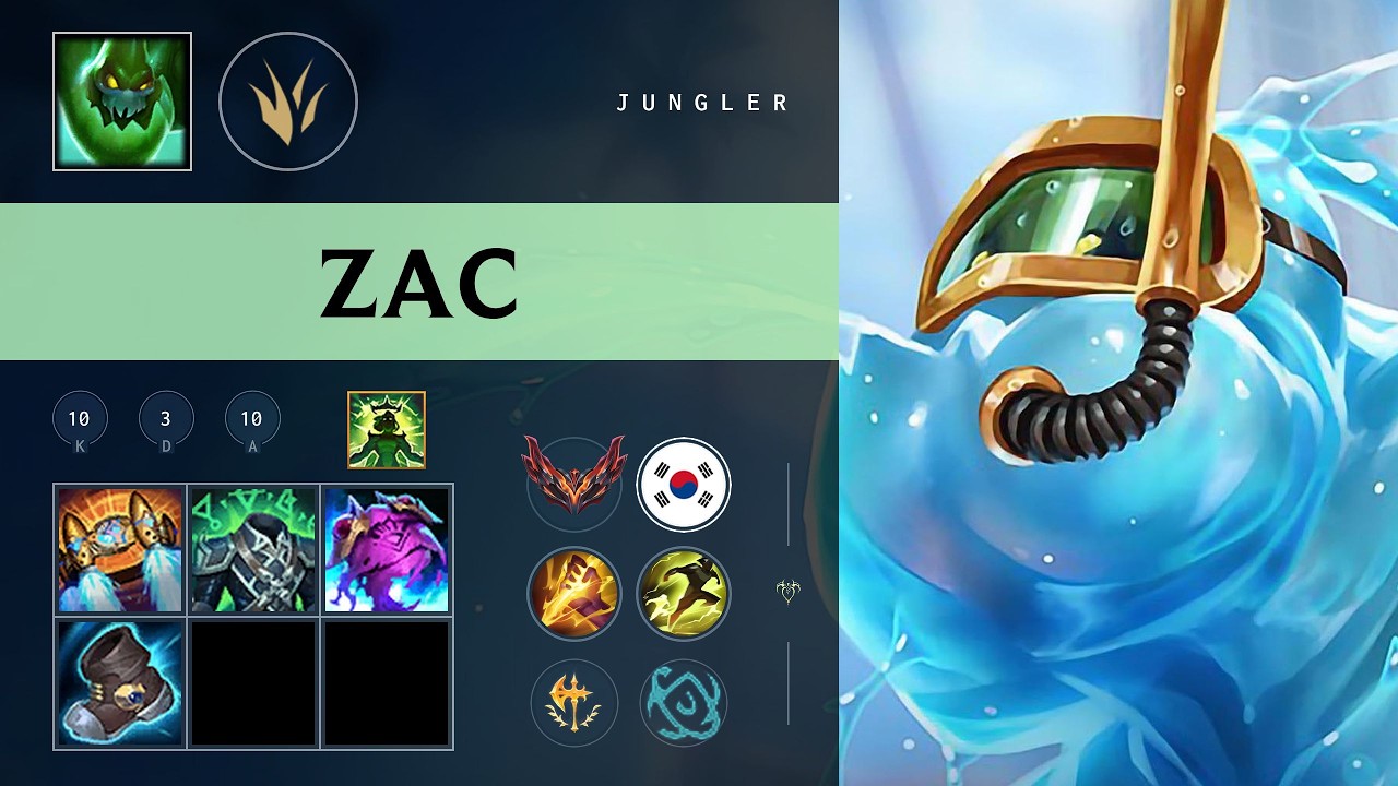 Zac Jungle vs Elise - KR Grandmaster Patch 26.09